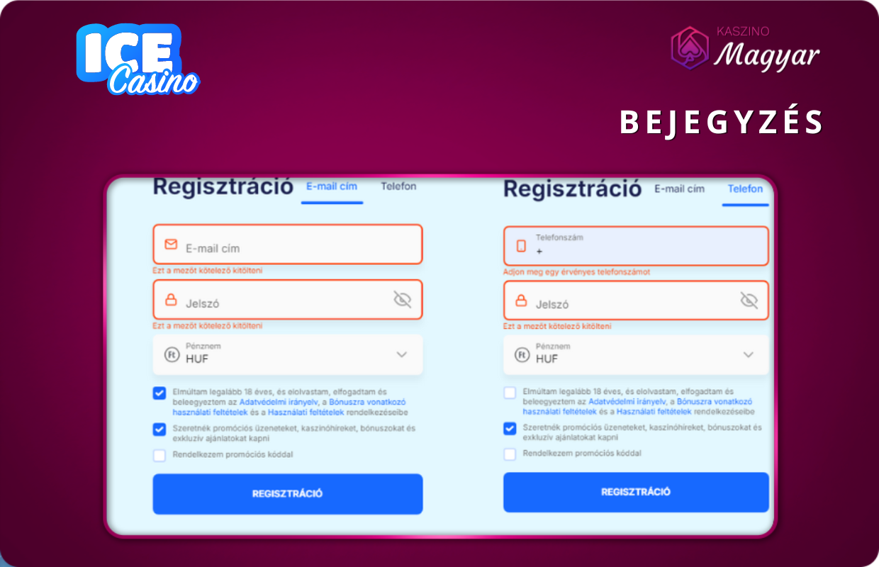 Regisztráció a Ice Casino