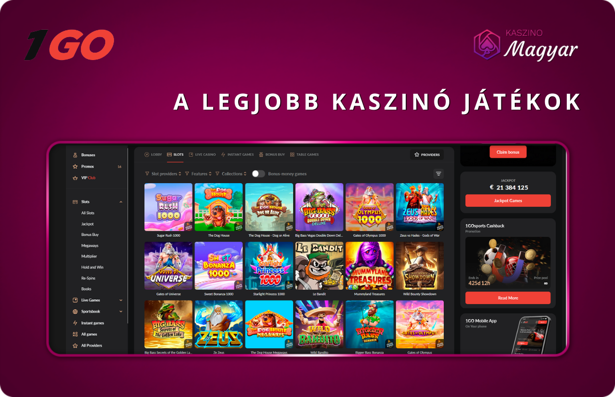 A legjobb kaszinó játékok 1GO kaszinóban